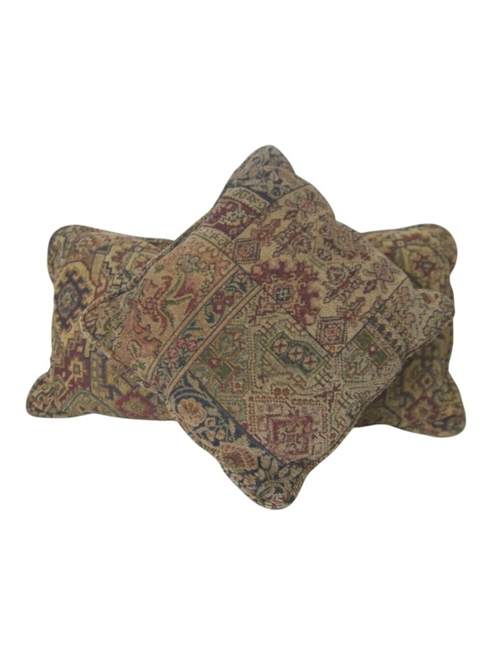 Set of 2 Tapestry Style Throw Pillows Traditional Floral Earth Tones VTG